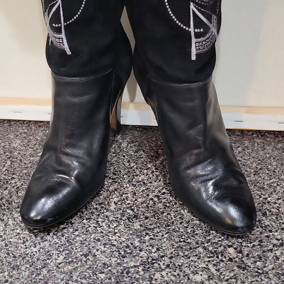 Rare Vintage Balizza Italy Pollini Leather High Heel Round Toe Boots Size 37 - Picture 11 of 13